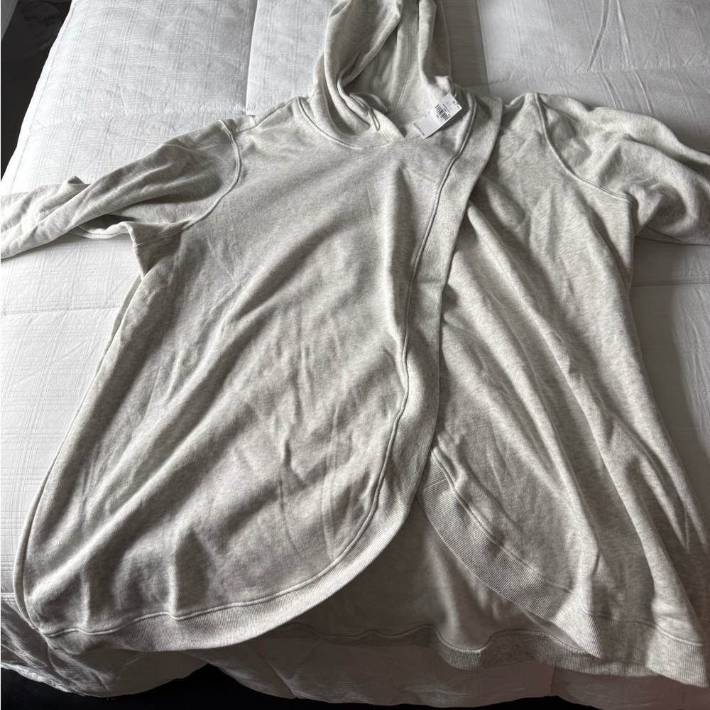 Old Navy Light Gray Maternity Cross-Front Nursing Pullover Hoodie